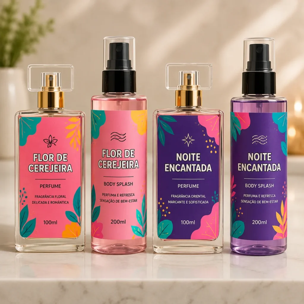 rótulos para perfumes e body splash