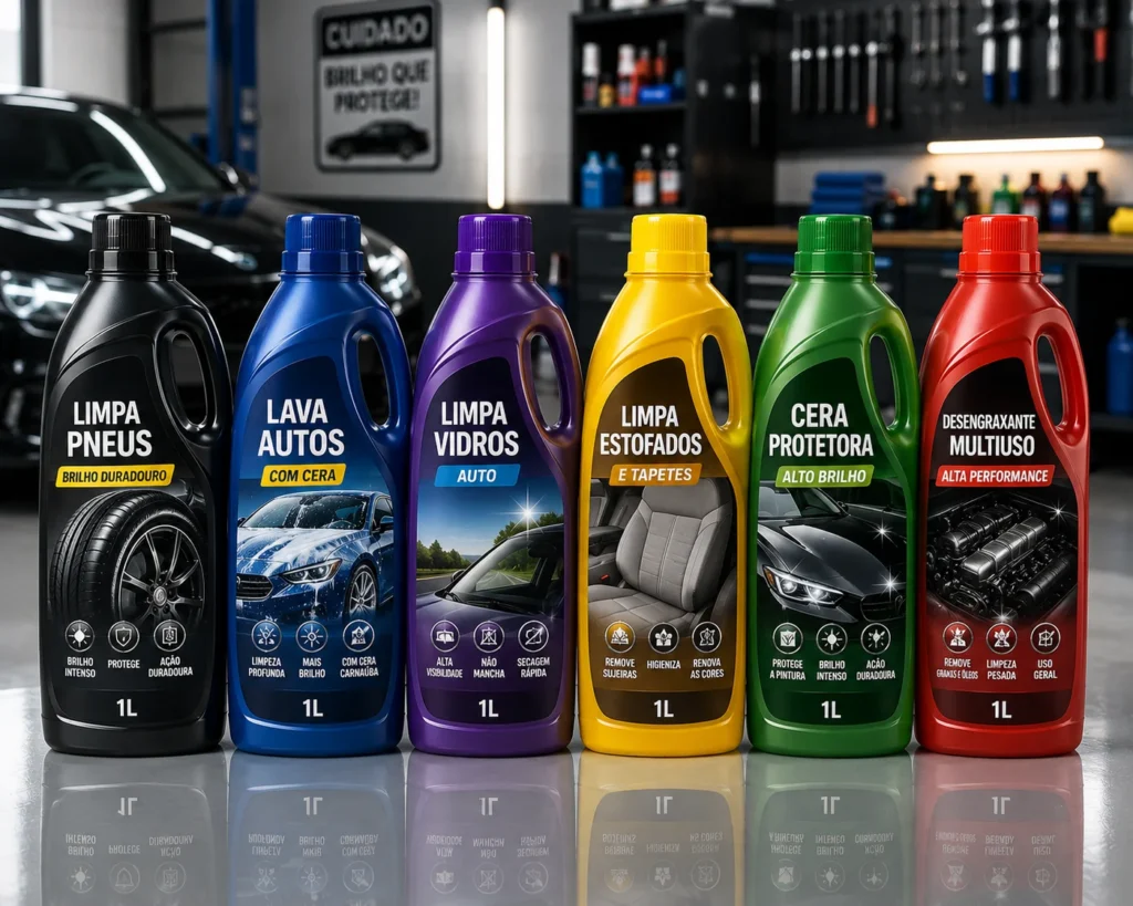 rótulos para produtos de limpeza automotiva