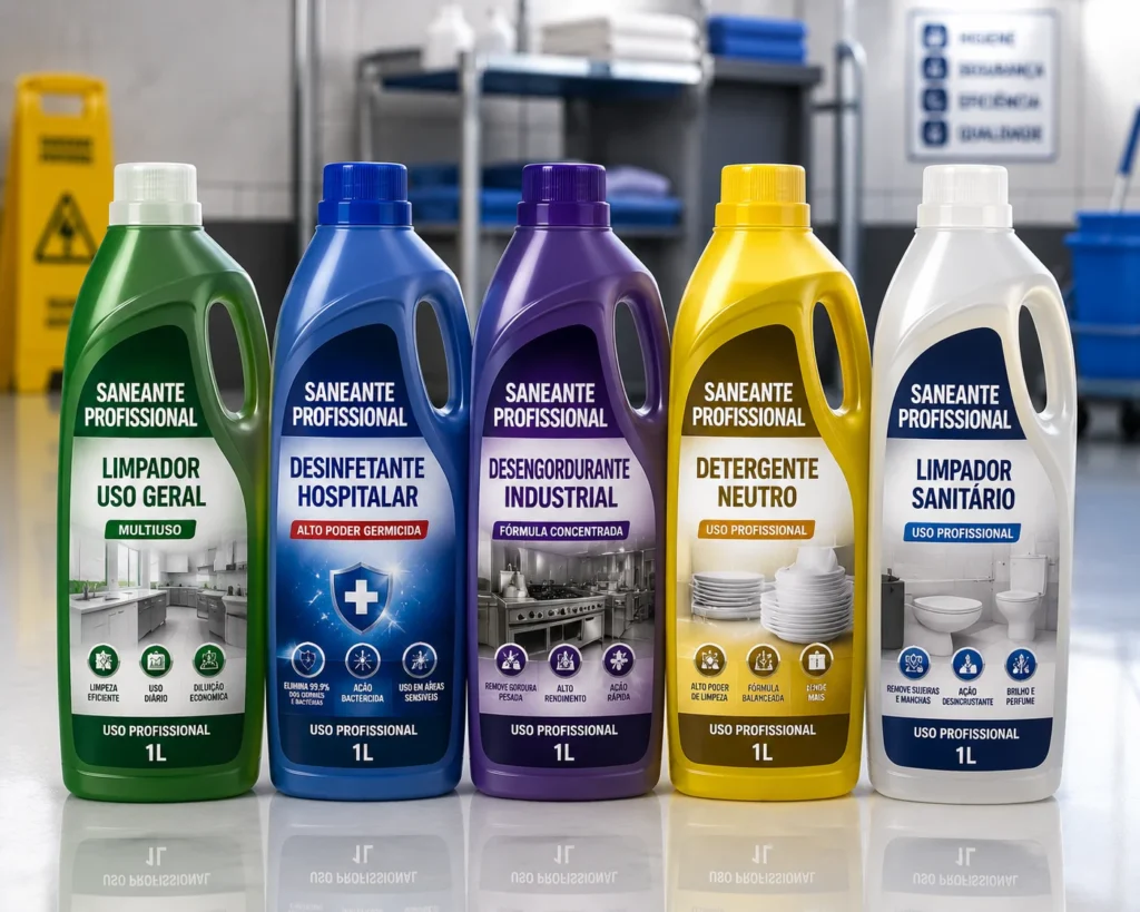 rótulos para produtos de limpeza industrial
